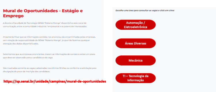 Mural de Oportunidades - vagas de estágio e efetiva