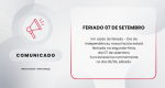 Comunicado - Feriado 07 de setembro