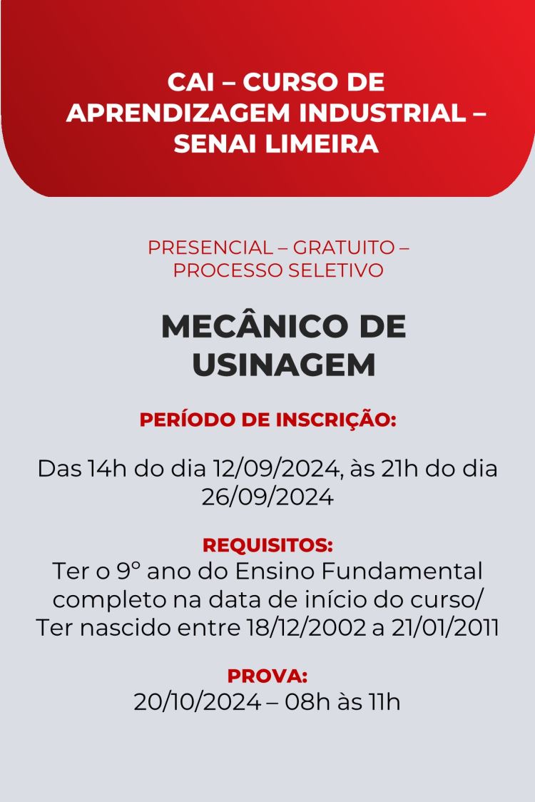 PROCESSO SELETIVO DE APRENDIZAGEM INDUSTRIAL - CAI - EMPRESA
