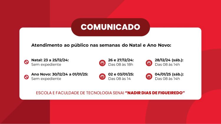 Horário de atendimento ao público - Final de Ano