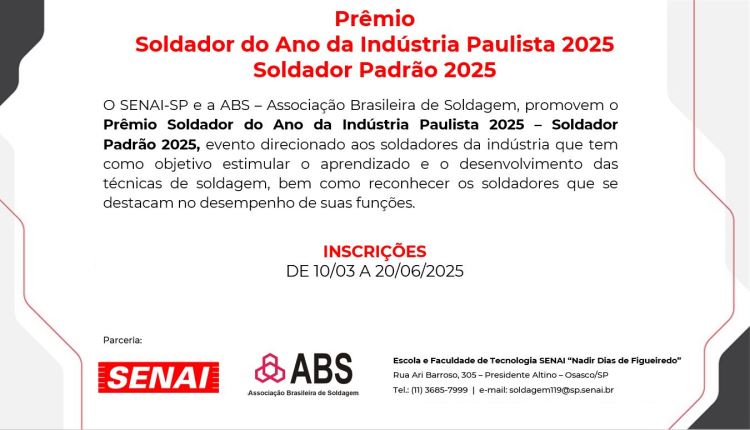 Soldador do Ano da Indústria Paulista 2025