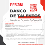 SENAI - Banco de Talentos - Instrutor de Formação Profissional - Metalmecânica e Manutenção Mecânica