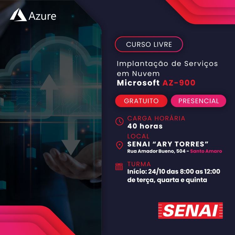 CURSO GRATUITO! IMPLANTAÇÃO DE SERVIÇOS EM NUVEM - MICROSOFT AZ-900