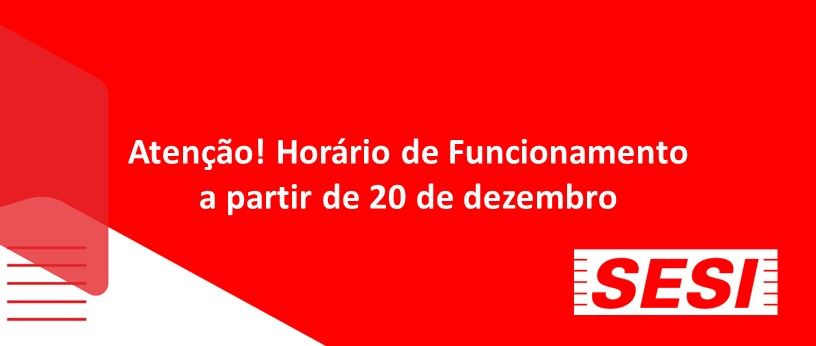 Horário do CAT Sesi Araras a partir de 20 de dezembro