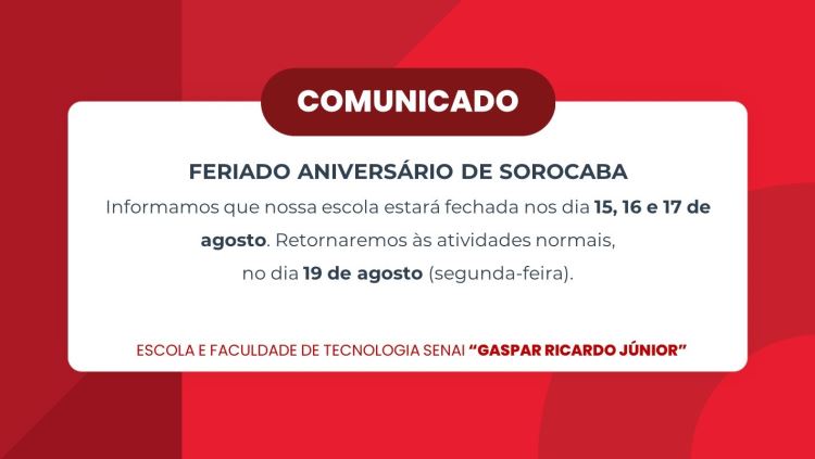 Feriado Aniversário de Sorocaba