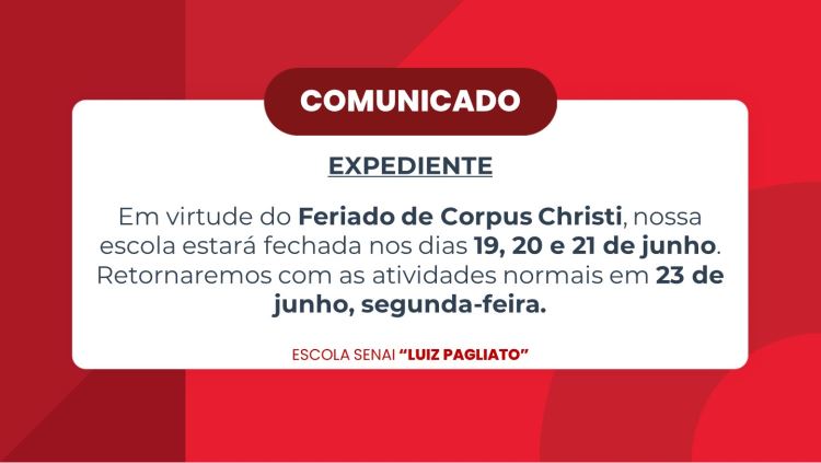 Atendimento Feriado Corpus Christi