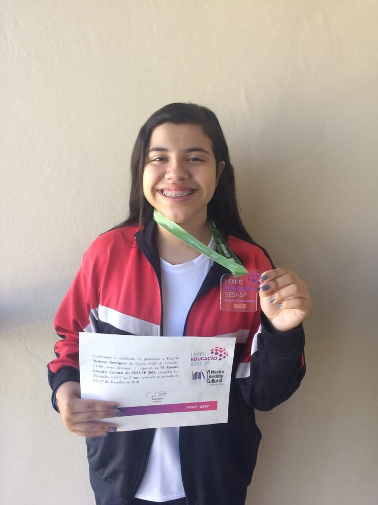 Aluna Cecília Barbosa recebe prêmio na 1ª Expo Educação do SESI-SP