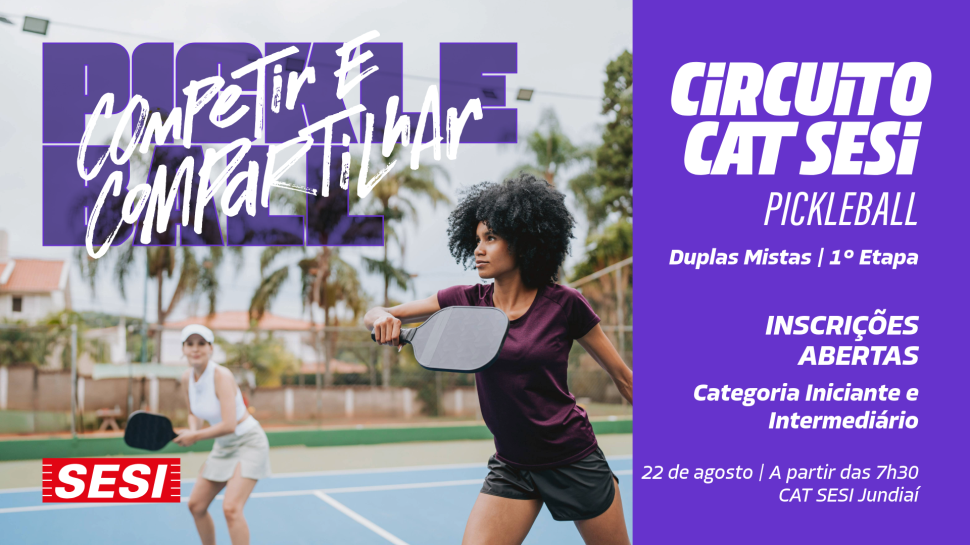 Circuito CAT SESI de Pickleball abre inscrições para temporada 2026 em Jundiaí
