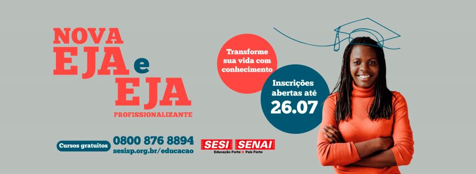 Inscrições abertas para NOVA EJA e EJA PROFISSIONALIZANTE