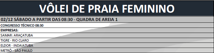 As competições de Vôlei de praia iniciam às 9h