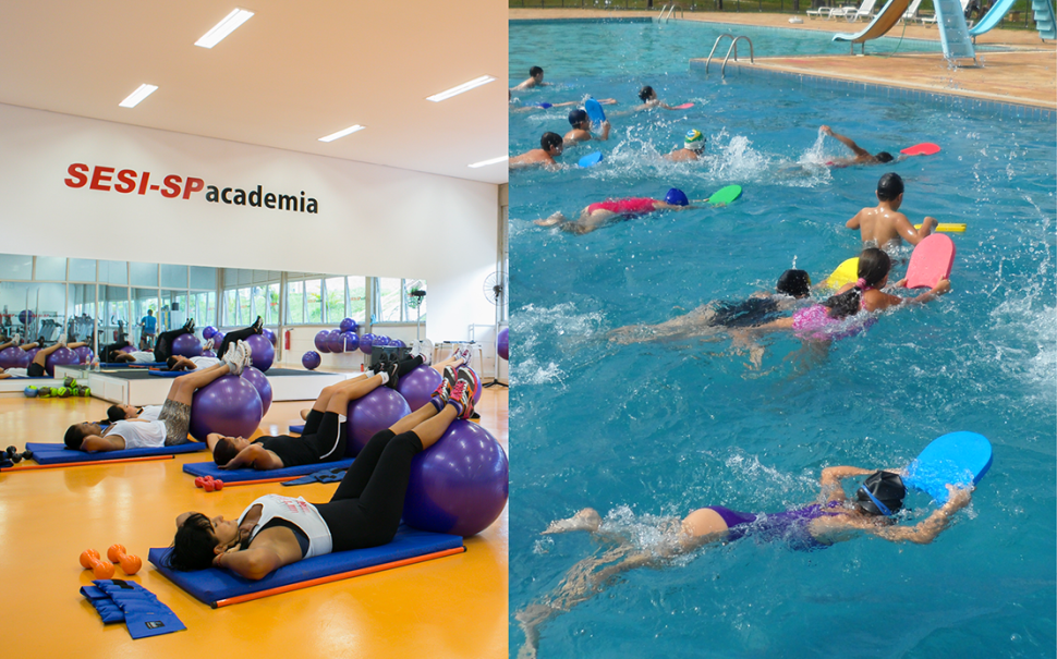 Aulas de Pilates e Natação da Academia SESI-SP