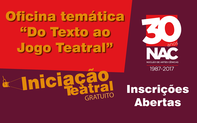 Abertas as inscrições para a oficina de Iniciação Teatral
