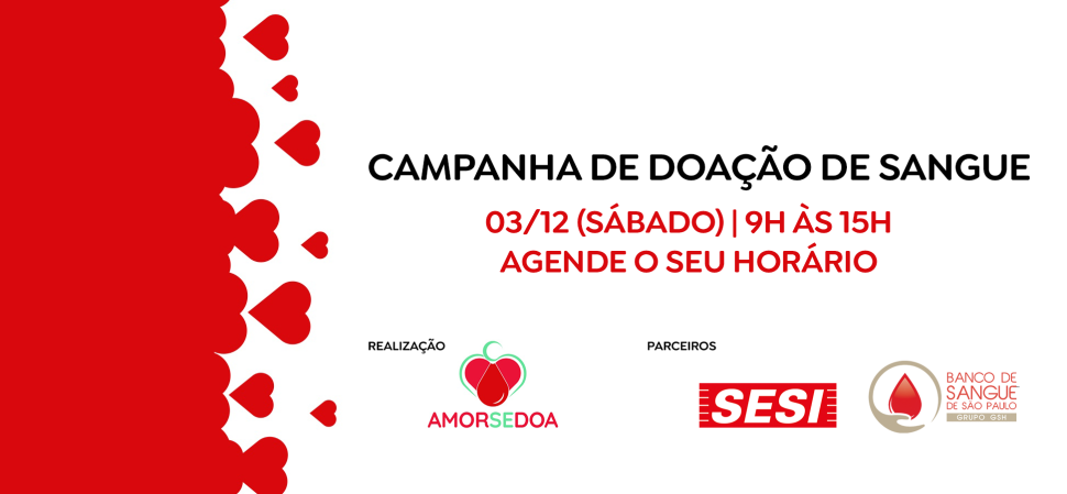 Sesi São Bernardo recebe campanha solidária para doação de sangue no dia 03/12