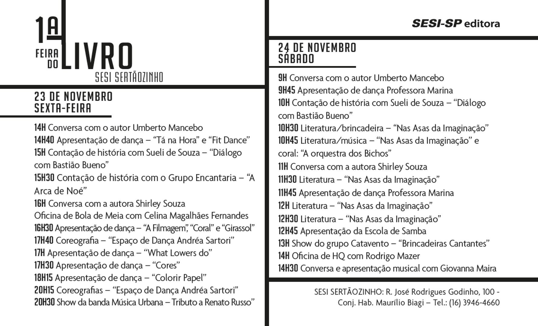 Programação Feira do Livro