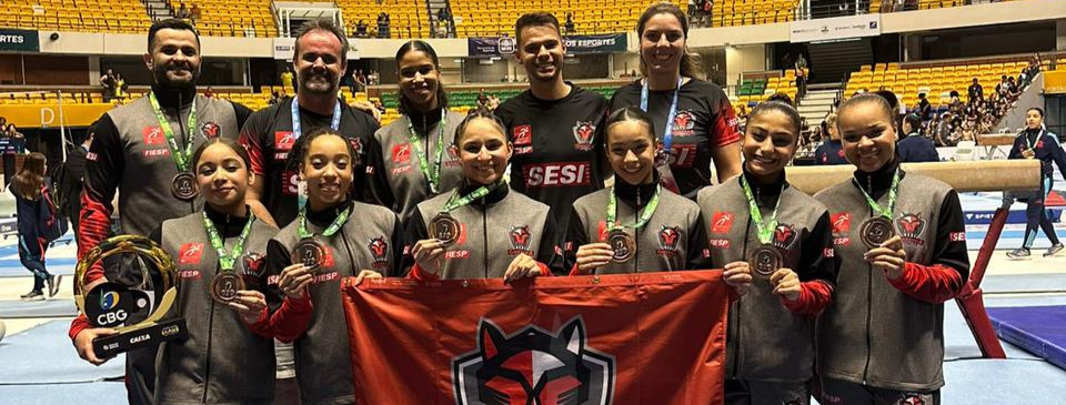  Atletas do SESI-SP conquistam medalha de bronze por equipes no Brasileiro de Ginástica Artística disputado no Recife 