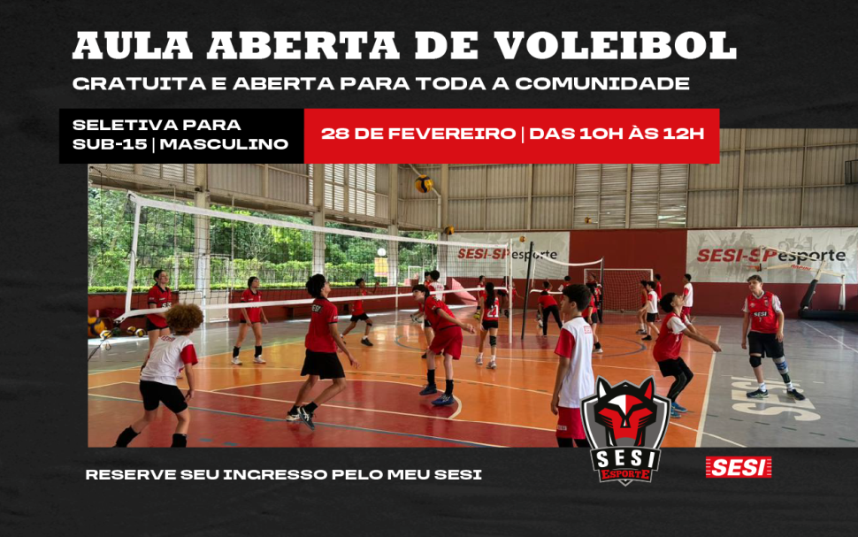 SESI Santana de Parnaíba promove aula aberta de voleibol Sub-15 para novos talentos