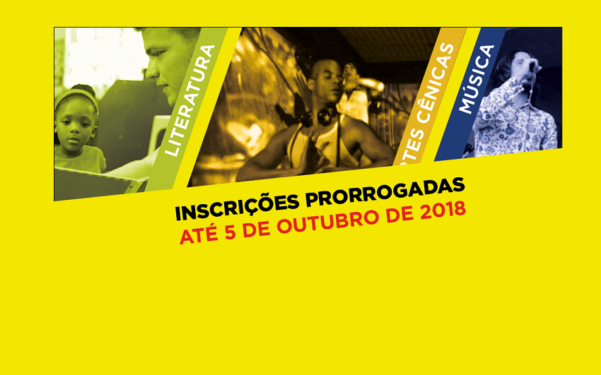 PRORROGADAS AS INSCRIÇÕES DO EDITAL DE PROJETOS CULTURAIS PARA 2019 ATÉ 5/10 