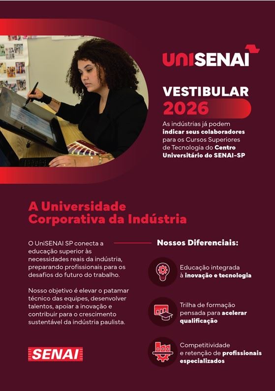 Vestibular 2026 - UNISENAI - SP - Inscrições abertas