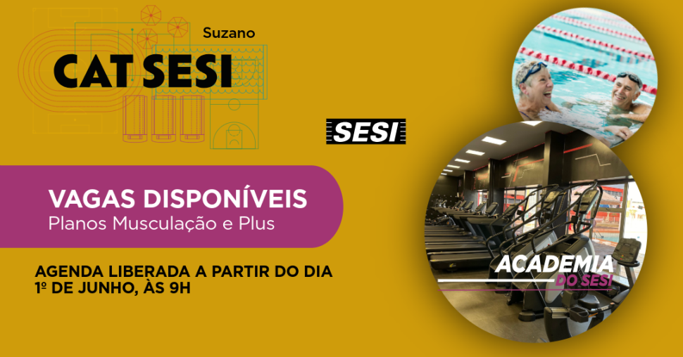 SESI Suzano abre vagas para os Planos Musculação e Plus