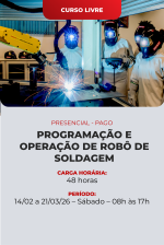 Robô de soldagem, Programação de robô, Soldagem robotizada, Automação industrial, Simulação offline, senai, senai piracicaba, cursos, cursos profissionalizantes