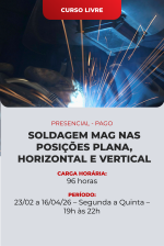 Soldagem MAG, GMAW, posições, aço carbono, parâmetros e preparação de juntas, SENAI, senai piracicaba, cursos, cursos profissionalizantes