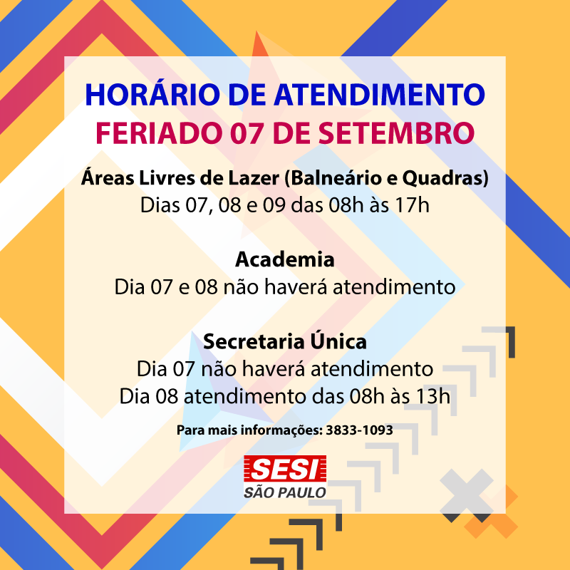 Sesi Vila Leopoldina Horário De Atendimento 7 De Setembro